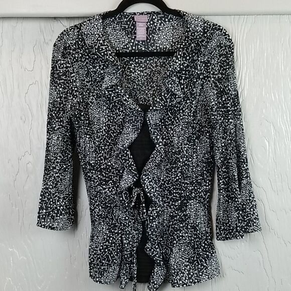 🖤5/$20🖤 LAURA SCOTT..black and white top - Picture 1 of 9